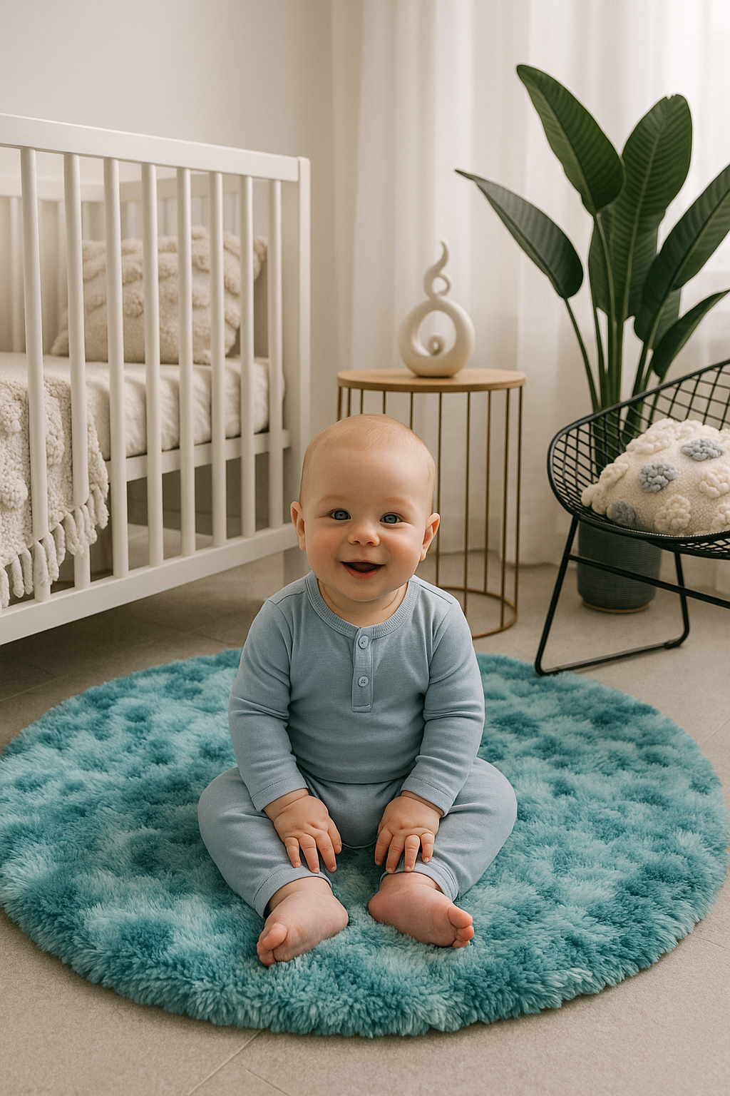 Tapis Rond Peluche Nuage