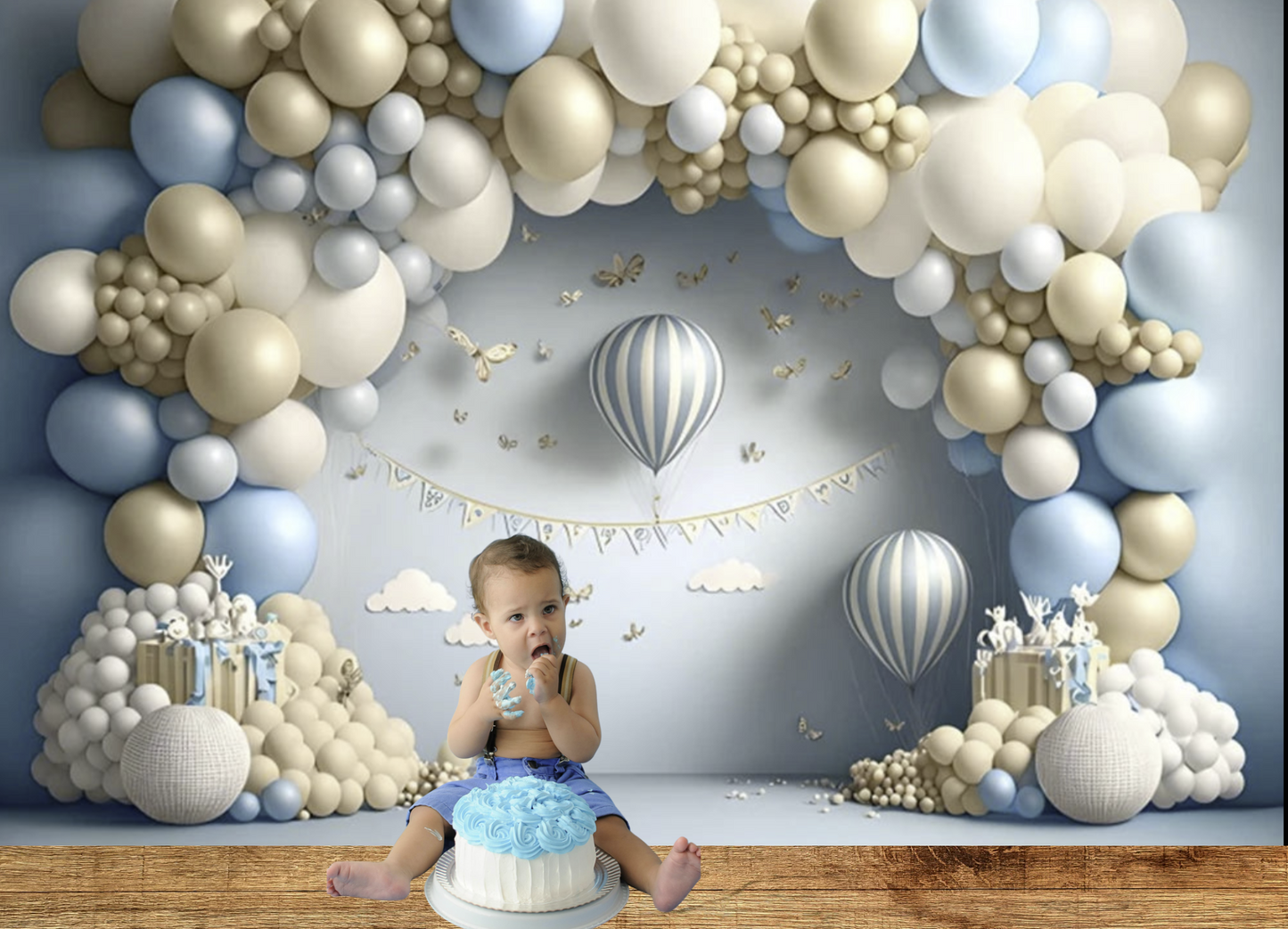 Toile de Fond âEnvolĂ©e de RĂȘves Bleu-Blanc"