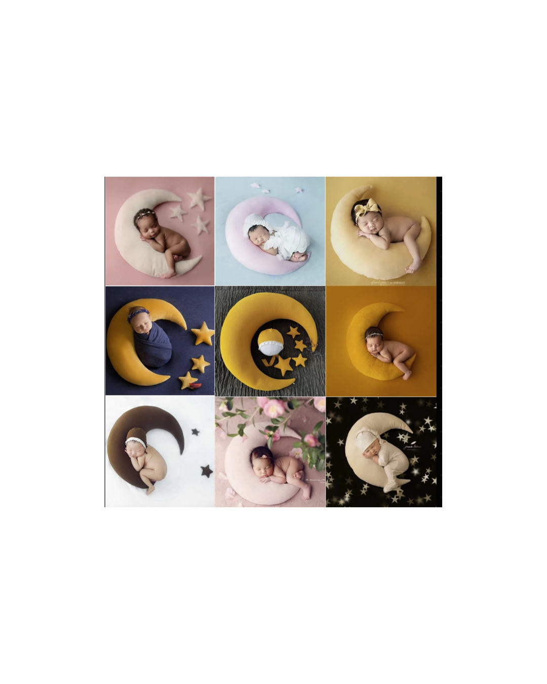 Set Moon Rose Pâle – Accessoire Lune & Étoiles Photo Bébé™