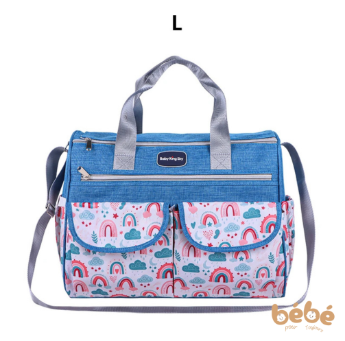 Sac à Langer Multifonction – Motif Nuages-Bleu | Pratique | Sérénité