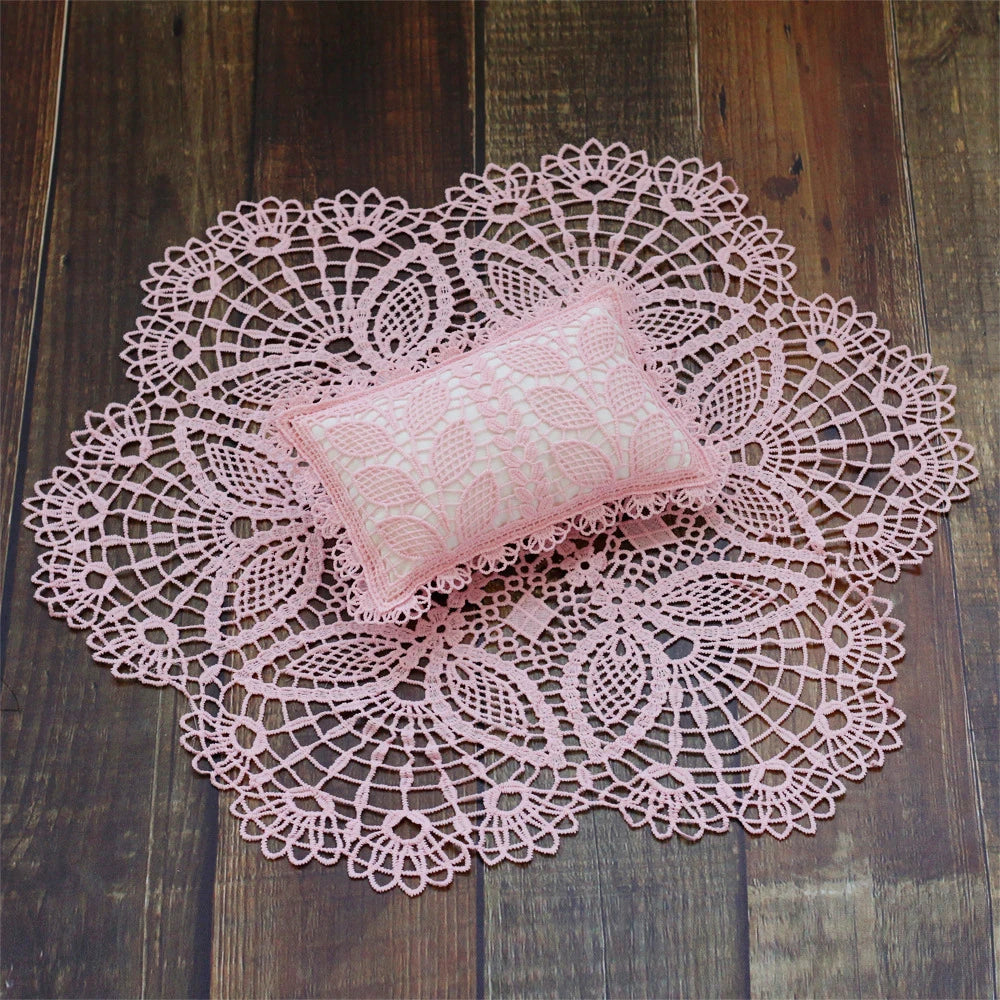 Set MacramĂ© BohĂšme Rose (Coussin + Plaid) â Prop Photo BĂ©bĂ©âą