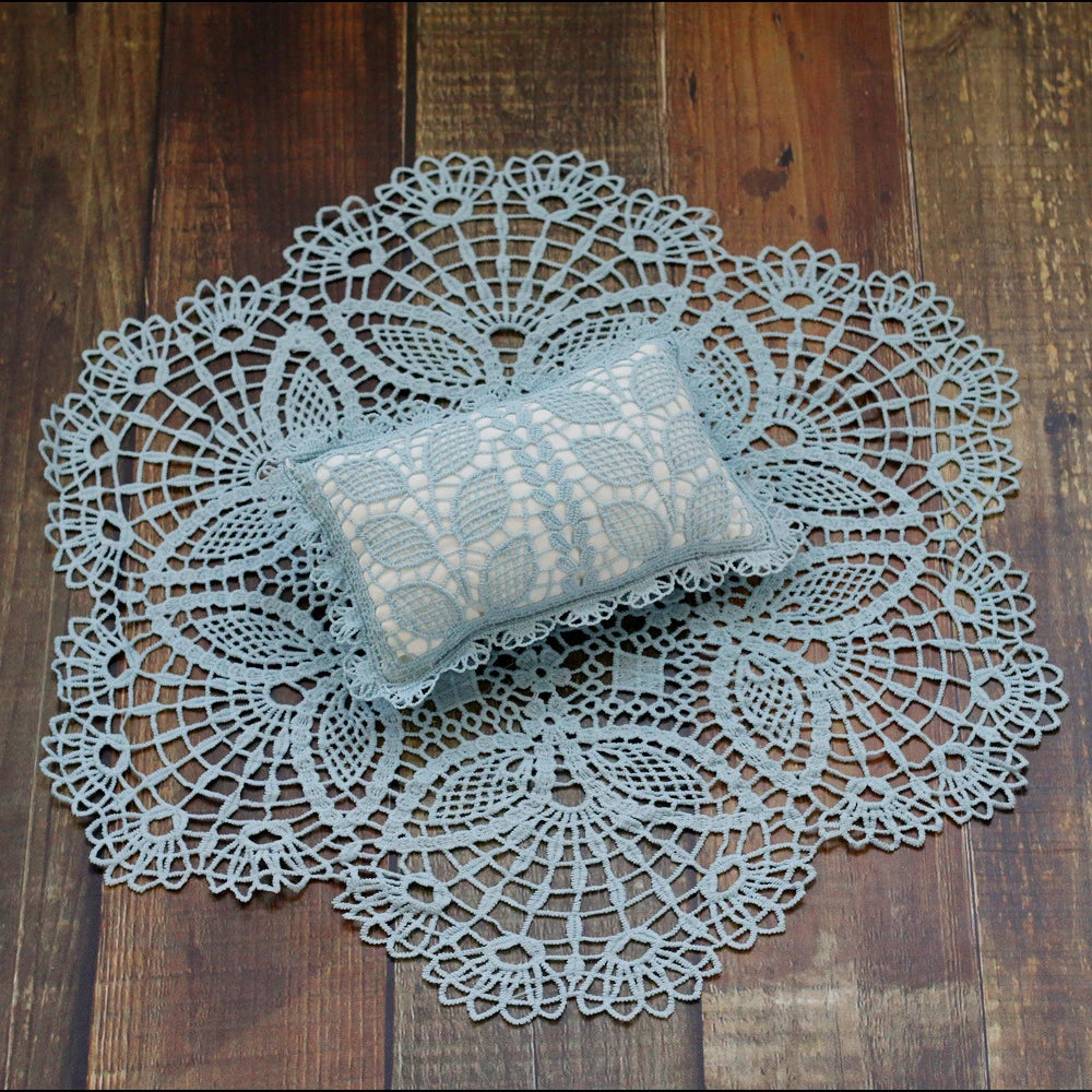 Coussin et Couverture en Macramé. Bleu