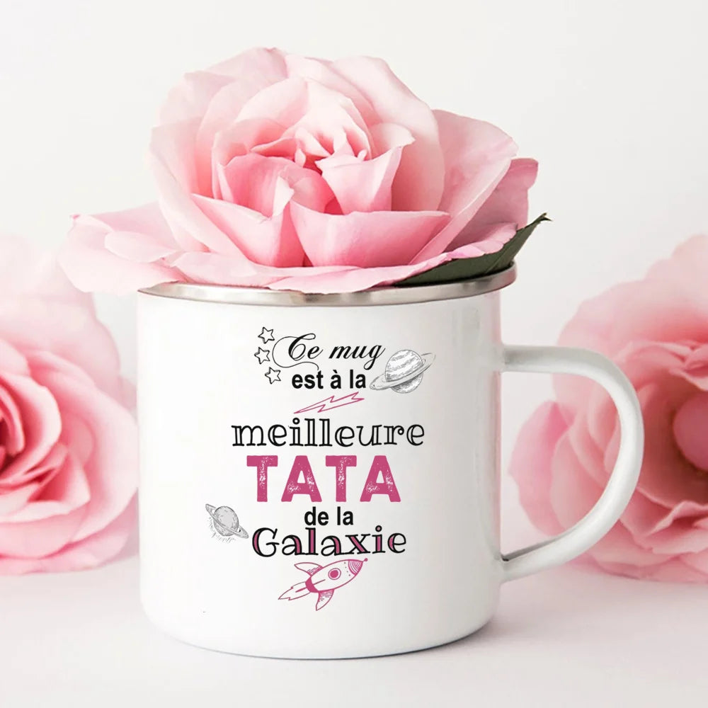 Mug ĂmaillĂ© "Meilleure Tata de la Galaxie" â Le Cadeau qui Fait Fondre les CĆurs
