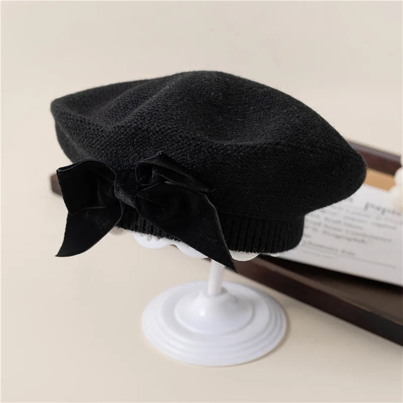 Bonnet Tricoté Fille avec Grand Nœud - Chaleur & Élégance Hivernale | Cozy