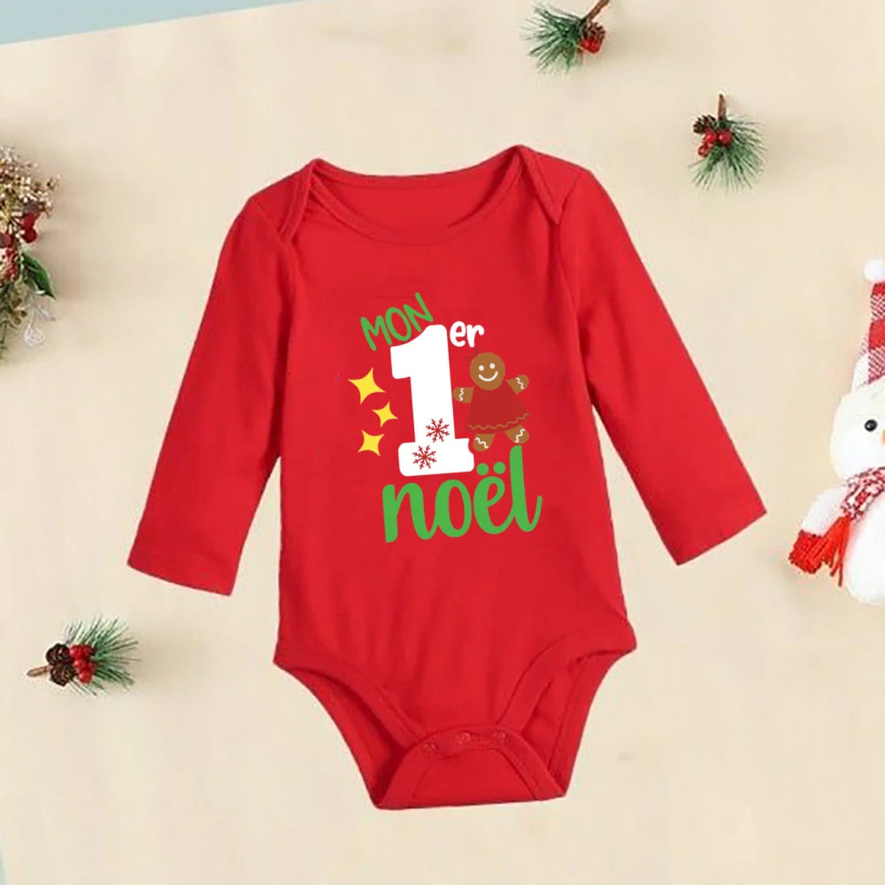 Body Bébé Rouge "Mon Premier Noël" - Tenue de Fête Unisexe en Coton Doux | Festif