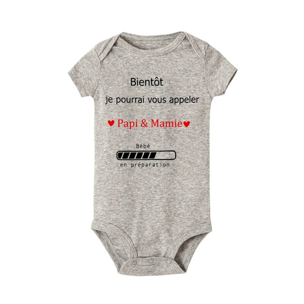 Body annonce grossesse “Bientôt je pourrai vous appeler Papi & Mamie” – Bébé en préparation - Bébé pour toujours