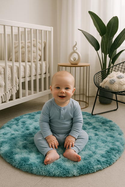 Tapis Rond Peluche Nuage