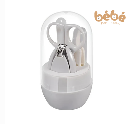 Kit Manucure Bébé 4-en-1 Sécurisé – Coupe-Ongles, Ciseaux, Lime et Pince à Échardes