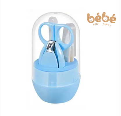 Kit Manucure Bébé 4-en-1 Sécurisé – Coupe-Ongles, Ciseaux, Lime et Pince à Échardes