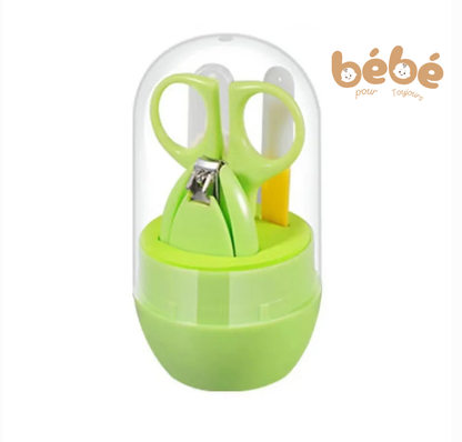 Kit Manucure Bébé 4-en-1 Sécurisé – Coupe-Ongles, Ciseaux, Lime et Pince à Échardes