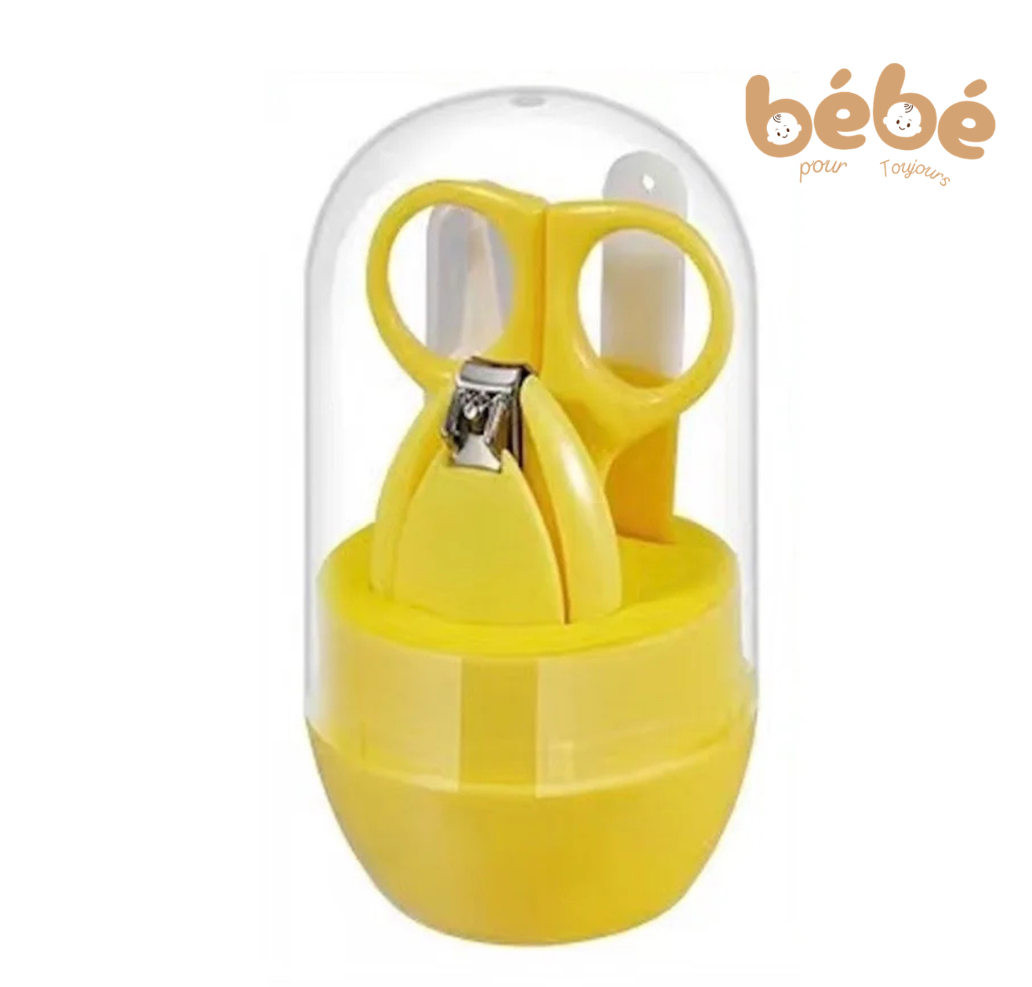 Kit Manucure Bébé 4-en-1 Sécurisé – Coupe-Ongles, Ciseaux, Lime et Pince à Échardes