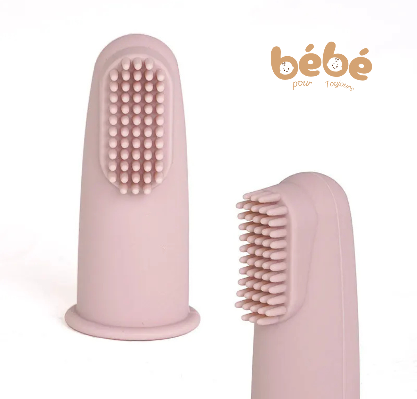 Brosse à Dents Bébé Silicone à Doigt Rose