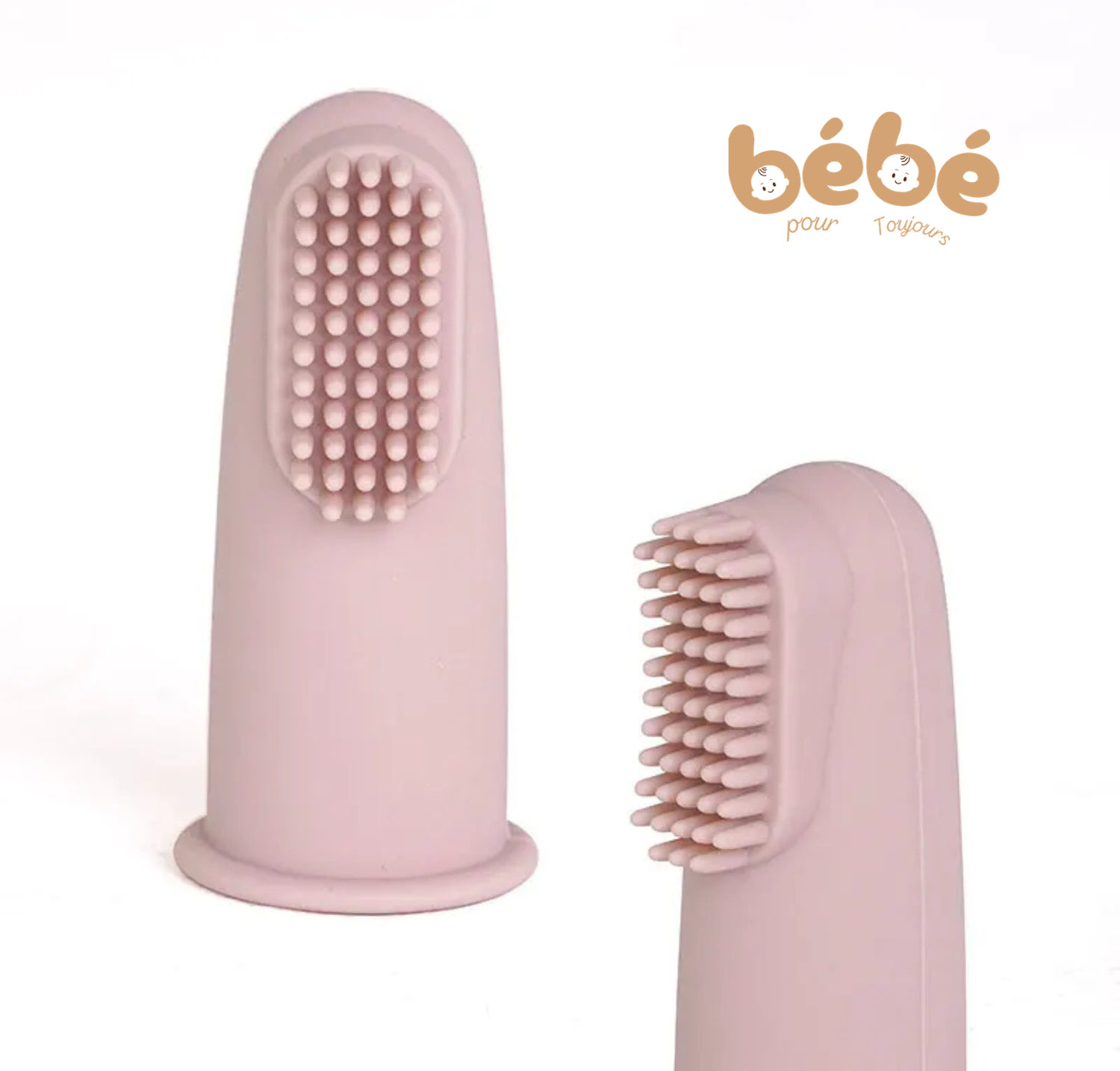 Brosse à Dents Bébé Silicone à Doigt Rose