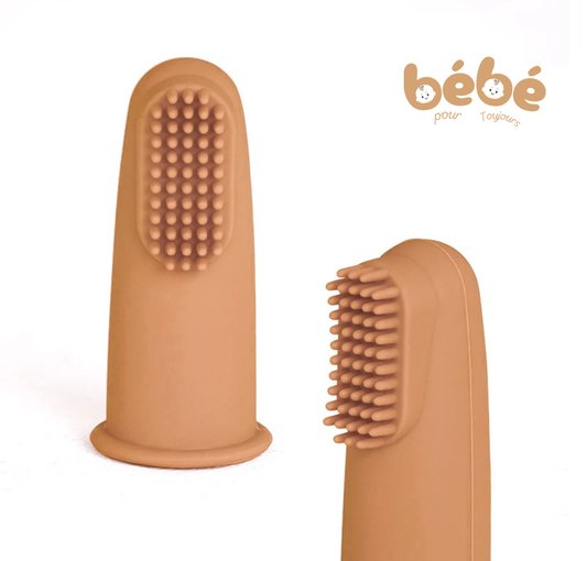 Brosse à Dents Bébé Silicone à Doigt- Orange