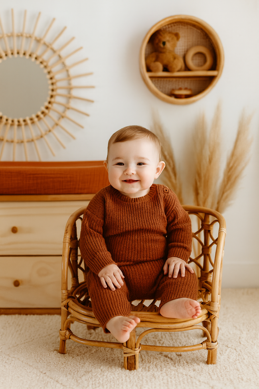 Panier Rotin Marron Vintage – Douceur Rétro Nouveau-Né™