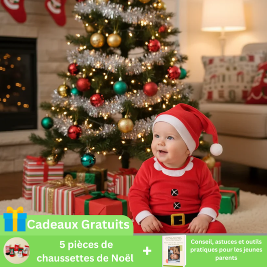 Ensemble Bébé Père Noël - Grenouillère Rouge Douce avec Bonnet | Festif