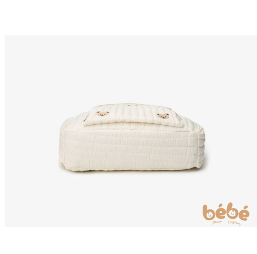Sac à langer chic en nylon brodé oursons - Sac bandoulière bébé avec attache poussette | Élégance