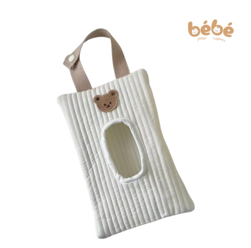 Pochon Ourson Douceur™ – Étui suspendu pour lingettes & mouchoirs bébé | Pratique