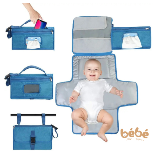 Tapis à Langer Pliable Imperméable avec Poche Lingettes | Nomade