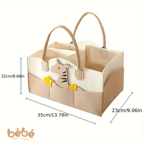 Panier Organisateur Couches Bébé en Feutrine – Sac de Rangement Multifonction Design Cartoon