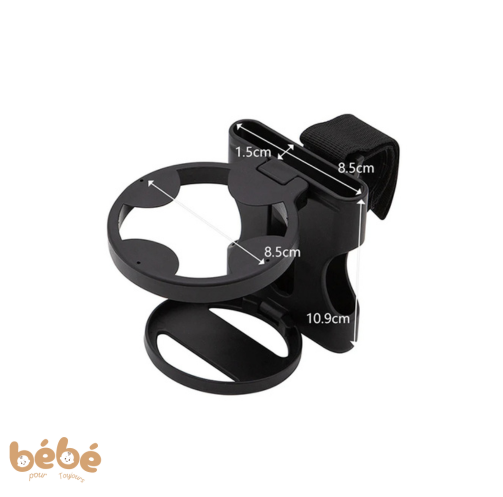 Porte-Gobelet Poussette Pliable avec Support Téléphone – Accessoire Universel Pratique pour Parents Actifs