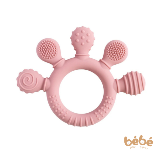 Anneau de Dentition Bébé en Silicone Alimentaire – Soulagement Gencives Doux & Sensoriel