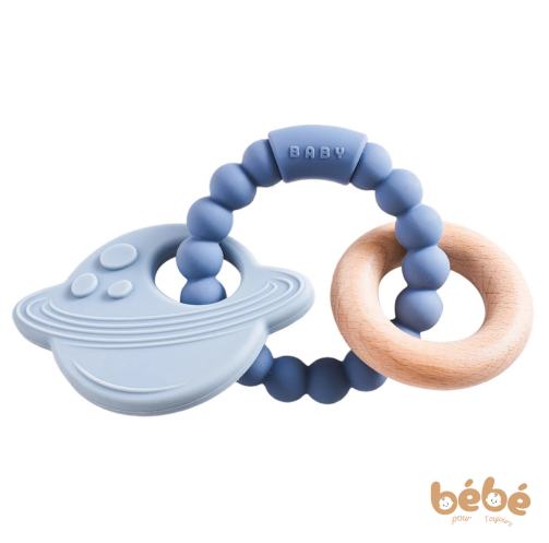 Anneau de Dentition Bébé Silicone Planète – Jouet Sensoriel 0-12 Mois Sans BPA