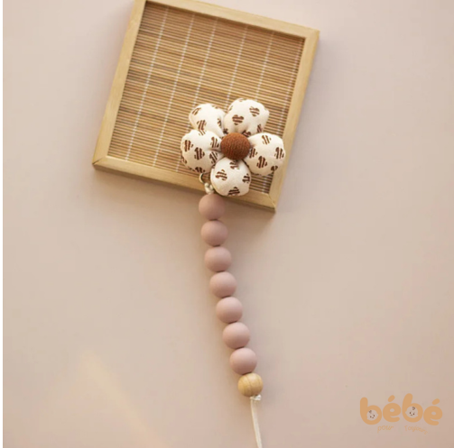 Attache Tétine Fleur Silicone Bébé – Chaîne Anti-Chute Douce & Sécurisée