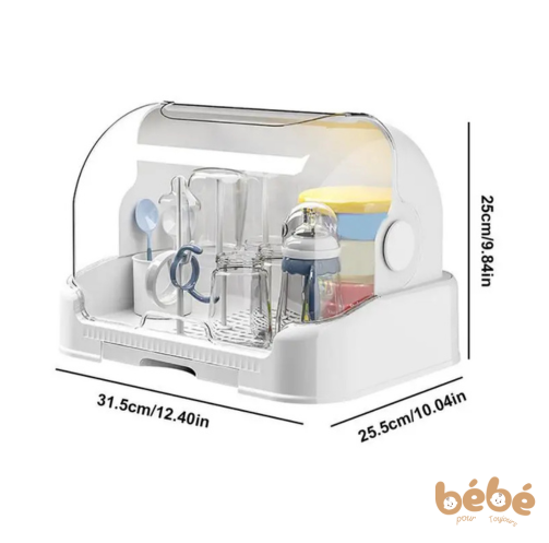 Séchoir à Biberons Bébé avec Couvercle Anti-Poussière
