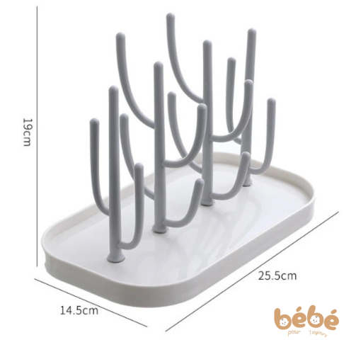 Égouttoir biberon vertical grande capacité en ABS, avec bac récupérateur amovible.