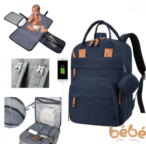 Sac à langer imperméable- bleu foncé