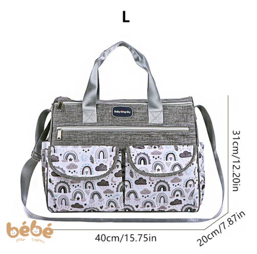 Sac à Langer Multifonction – Motif Nuages-Gris | Pratique