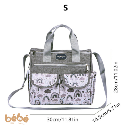 Sac à Langer Multifonction – Motif Nuages-Gris | Pratique