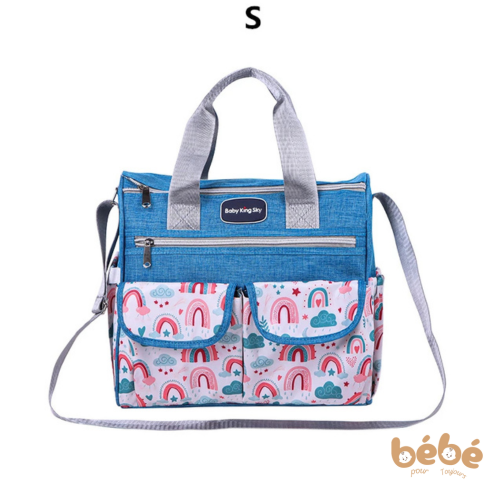 Sac à Langer Multifonction – Motif Nuages-Bleu | Pratique | Sérénité