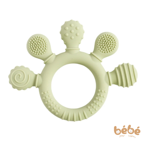 Anneau de Dentition Bébé en Silicone Alimentaire – Soulagement Gencives Doux & Sensoriel