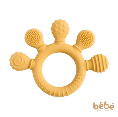 Anneau de Dentition Bébé en Silicone Alimentaire – Soulagement Gencives Doux & Sensoriel