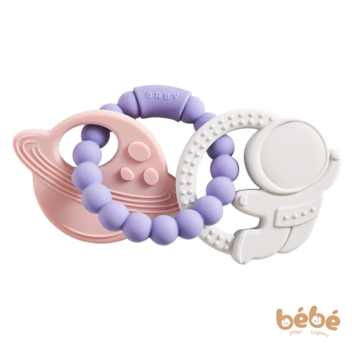 Anneau de Dentition Bébé Silicone Planète – Jouet Sensoriel 0-12 Mois Sans BPA