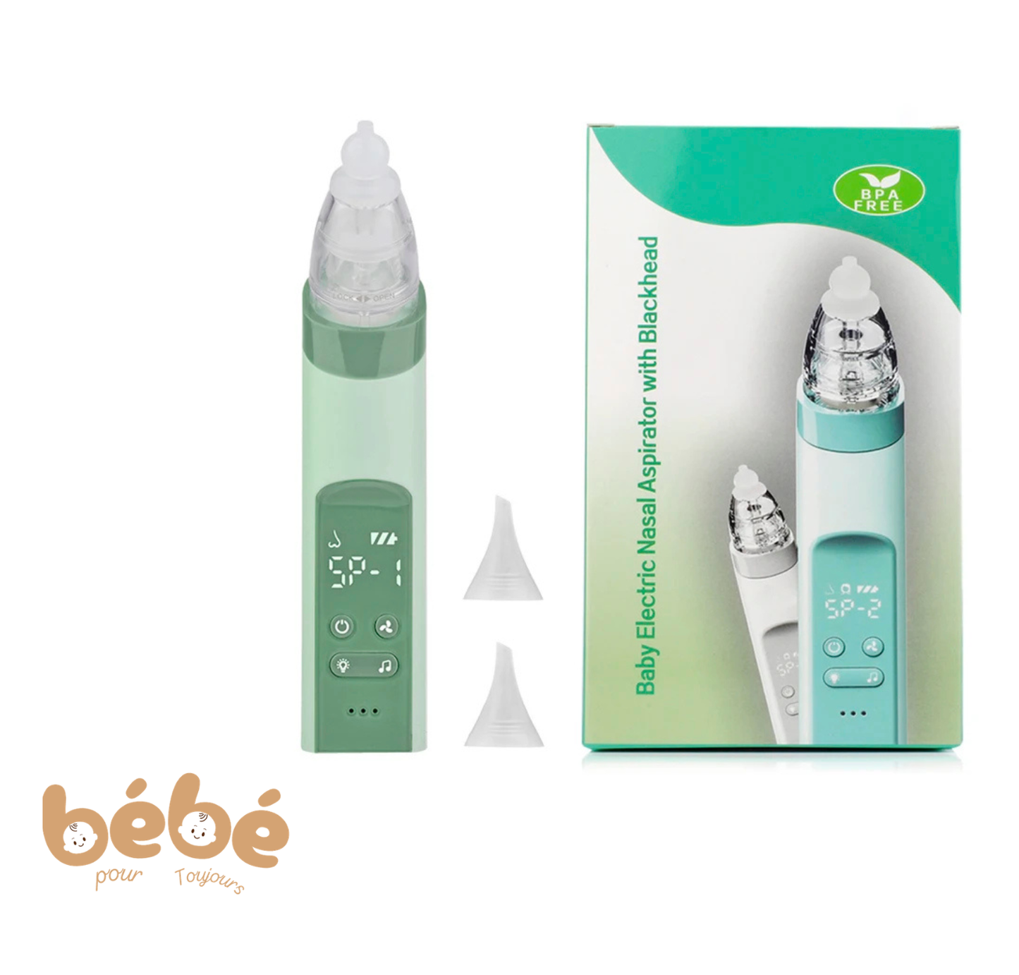 Mouche Bébé Électrique Rechargeable – Aspirateur Nasal Silicone Sécurisé 3 Modes