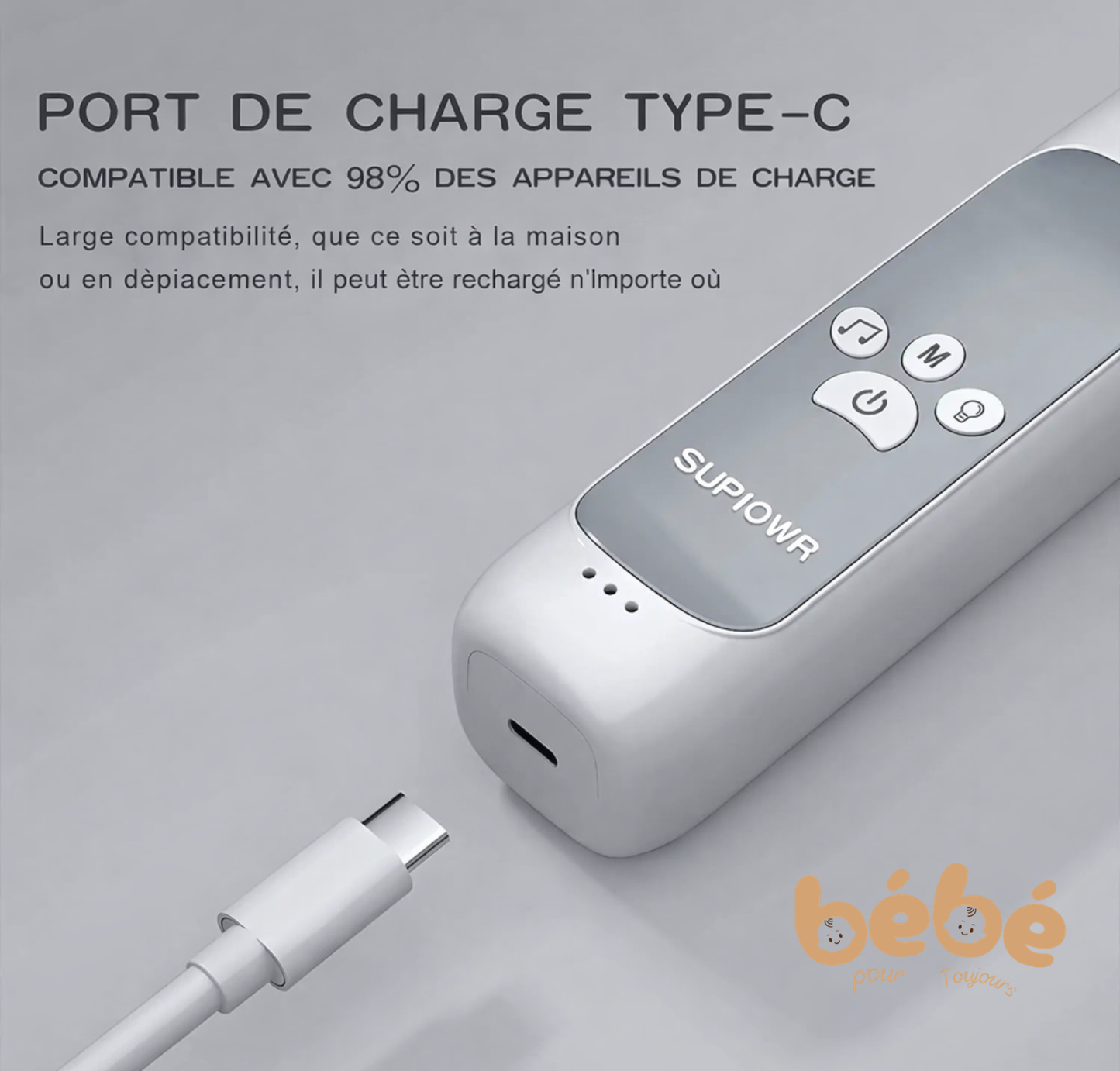 Mouche Bébé Électrique Rechargeable – Aspirateur Nasal Silicone Sécurisé 3 Modes