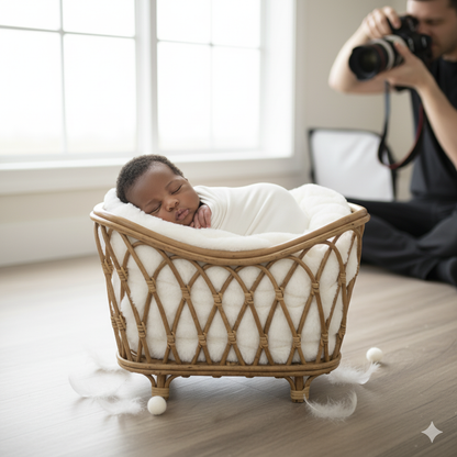 Panier Rotin Vintage Naturel – Corbeille Bohème Nouveau-Né™