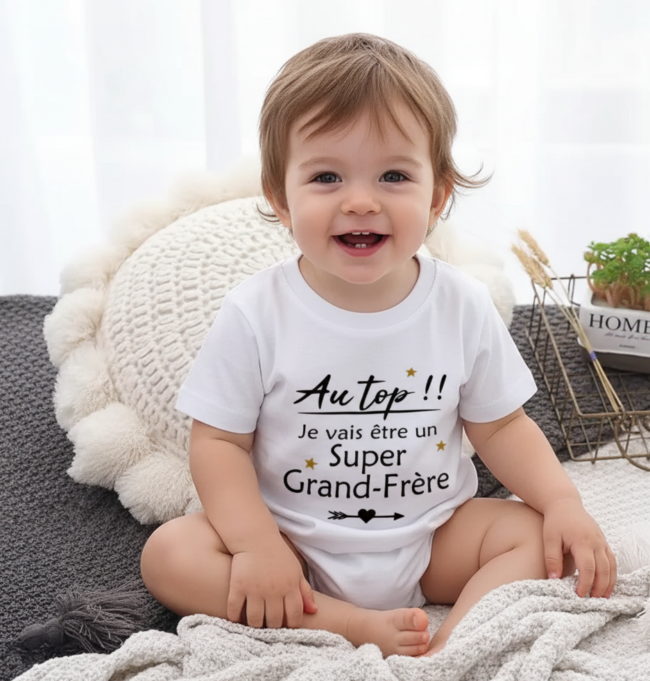 T-shirt "Je vais être un Super Grand-Frère" pour l'annonce de grossesse