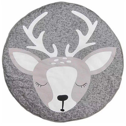 Tapis Rond Coton Motif Cerf – Fond Forêt Bébé™