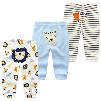 Lot de 3 Pantalons Bébé – Motifs Lion, Tigre et Renard