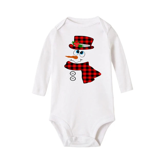 Body Bébé Noël “Petit Bonhomme de Neige à Carreaux” – Blanc & Gris