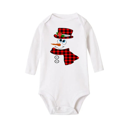 Body Bébé Noël “Petit Bonhomme de Neige à Carreaux” – Blanc & Gris