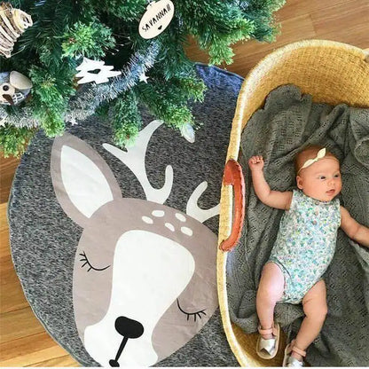 Tapis Rond Coton Motif Cerf – Fond Forêt Bébé™