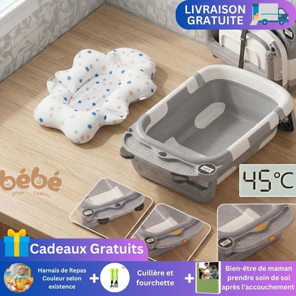Baignoire Portable Antidérapante Pliable avec Thermomètre