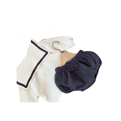 Ensemble Vêtement Bébé Coton Chic Col Marine et Bloomer™