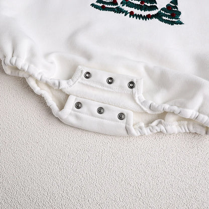 Body de Noël bébé avec bonnet rouge - doublure chaude et sapins brodés