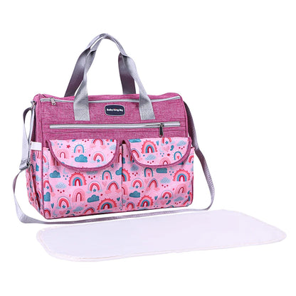 Sac à Langer Imprimé Nuages & Arc-en-ciel-Rose| Ultraléger